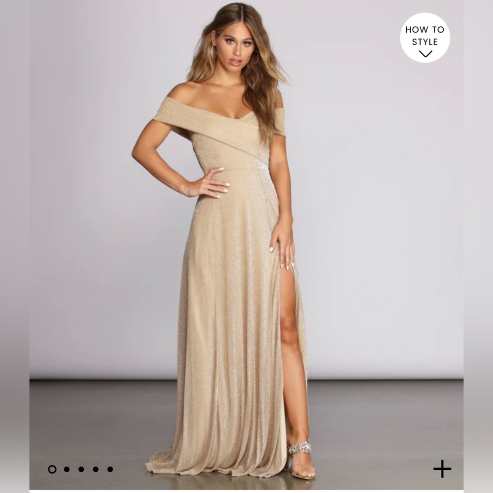 NWT Windsor Kaliyah Formal High Slit Lurex Dress